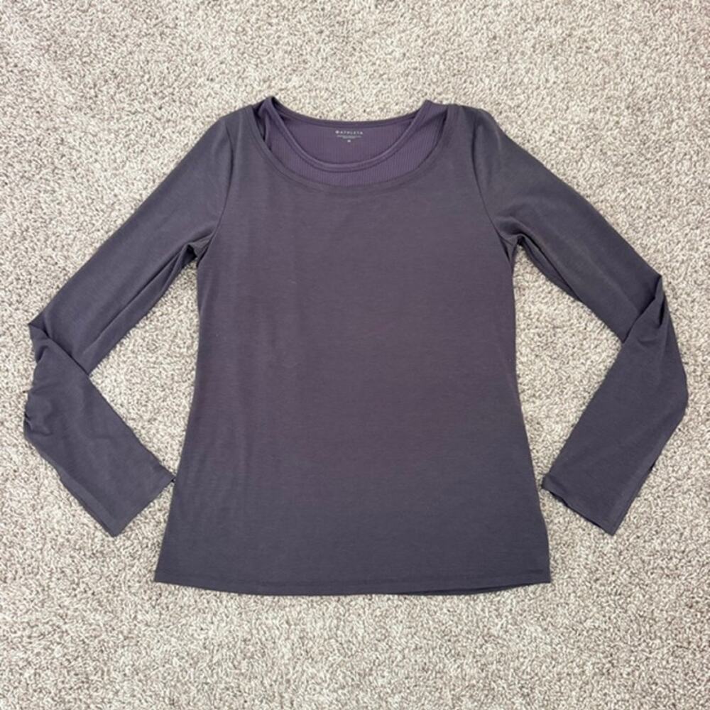 Athleta Essence Groove Long Sleeve Top Built-In Double-Layer Tank Women's M